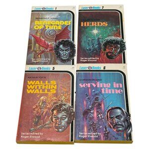 Laser Books Elwood Lot 4 Books Vol 1 2 5 6 PB Renegades Herds More Sci Fi 1975